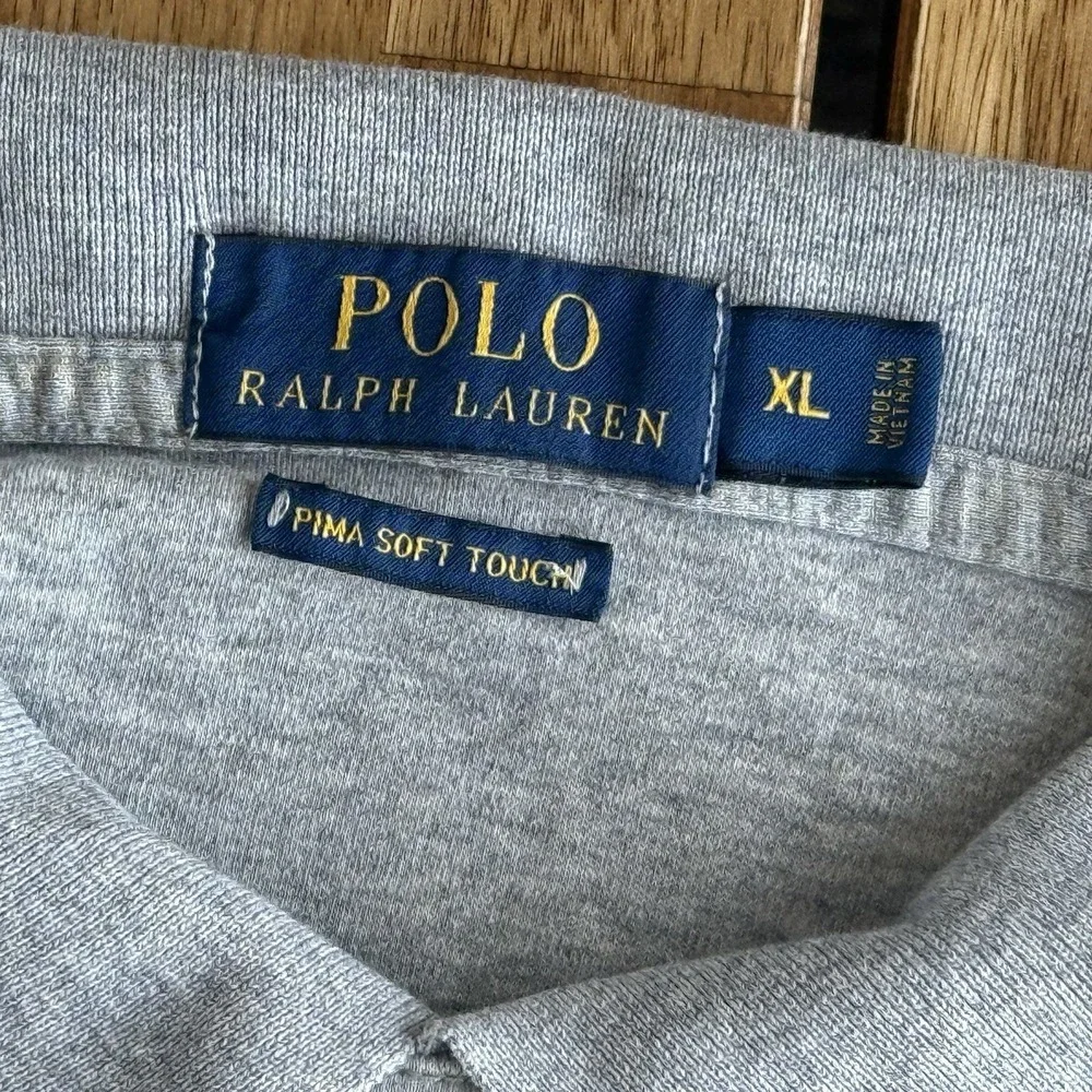 Polo Ralph Lauren Mens Pima Soft Touch Polo Shirt Gray Heather XL Short Sleeve
